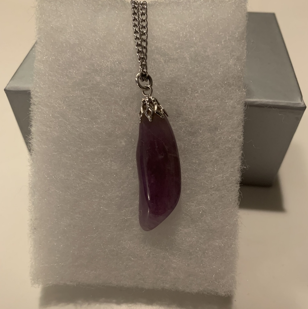 Amethyst crystal silver necklace